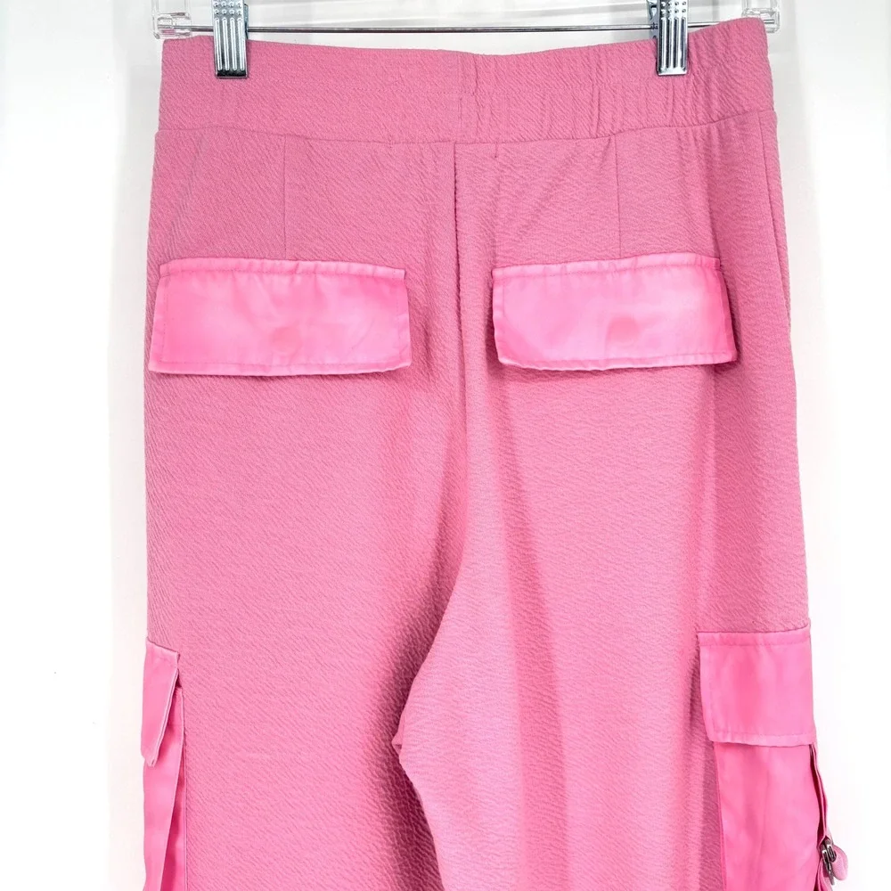 Beach Riot Range Cargo Pants Sz S Pink Wide Leg Pull On Flowy‎ Gauze Lined